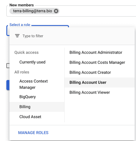 Linking Terra to a Google Billing Account