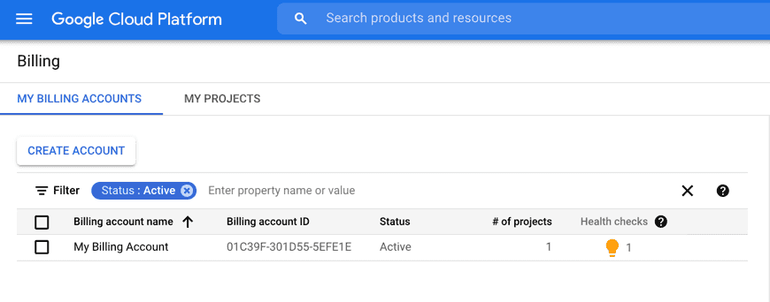 Linking Terra to a Google Billing Account