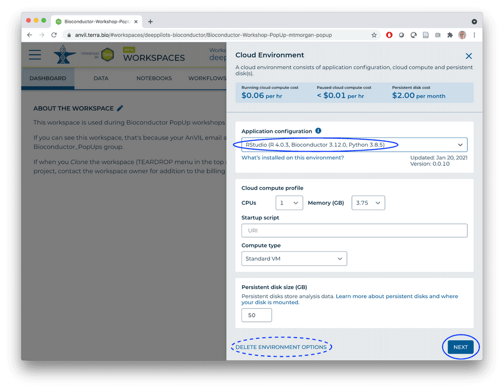 RStudio Custom Environment